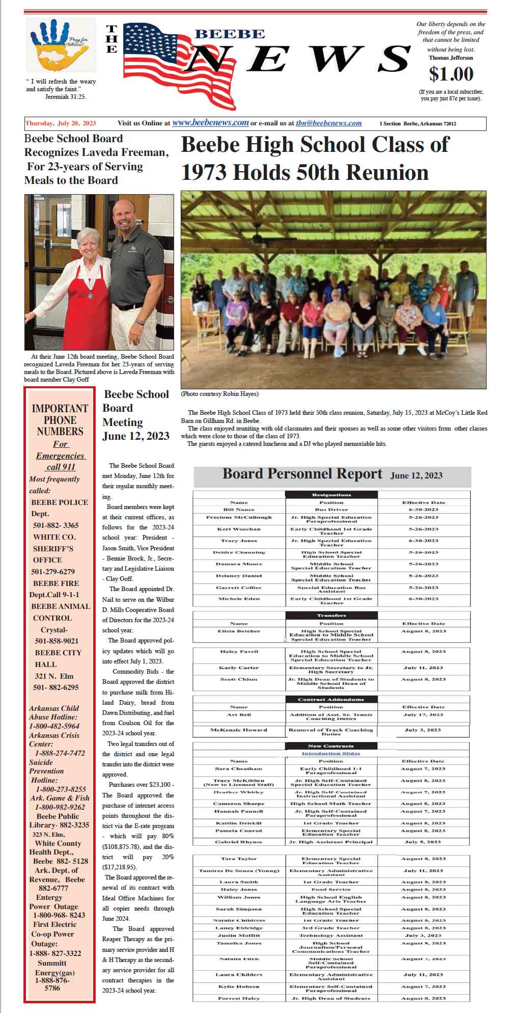 July 20, 2023 Paper Edition Beebe News